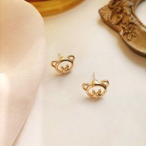 💙Unique 🐻 Golden Bear Stud Earrings